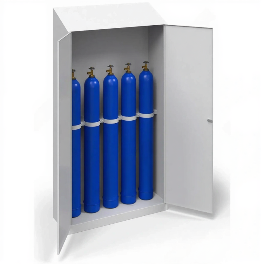 Шкаф для 5-ти кислородных баллонов на 10 л. ШГБК-014 усиленный с наклонной крышей