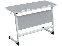 Стол 2-местный школьный 5-7 г/р "Логика" с наклоном столешницы 0-15° (серый, м/к белый)