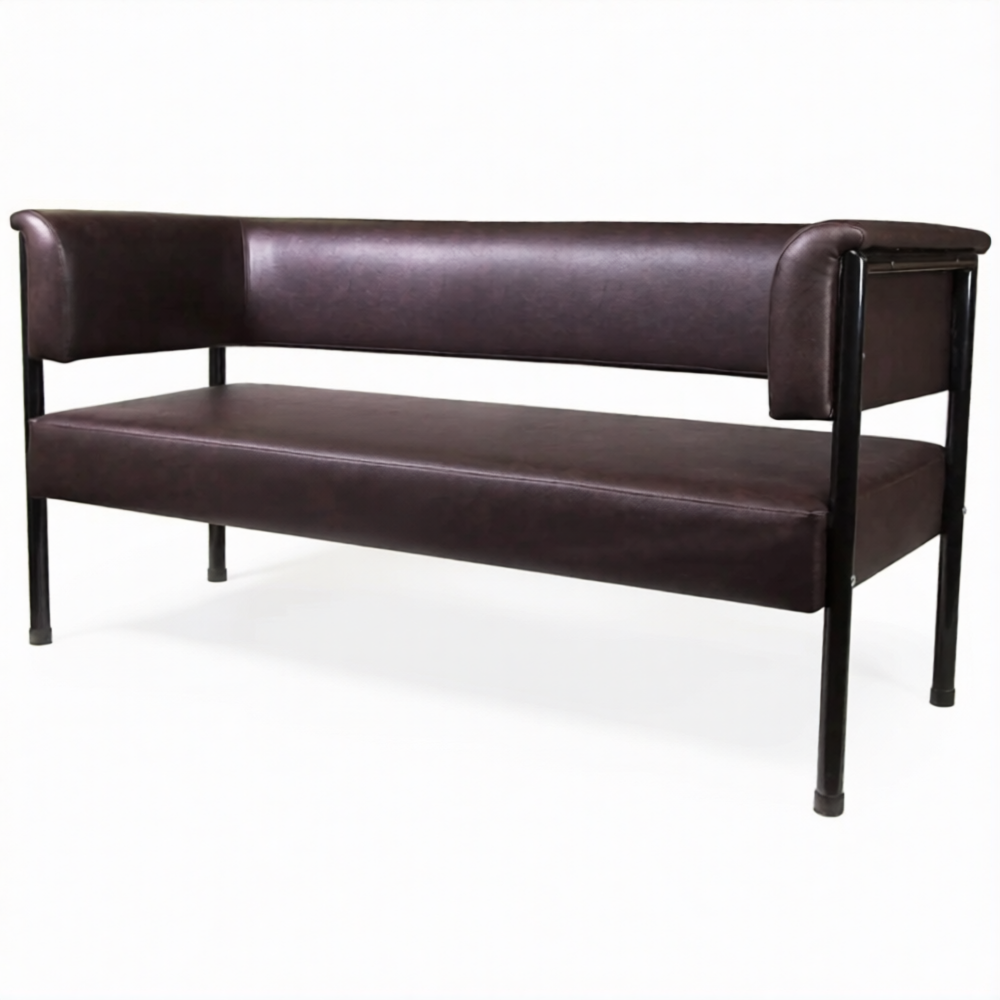 Диван трехместный ДО-2/3 (кожзам Эконом коричневый, каркас черный)