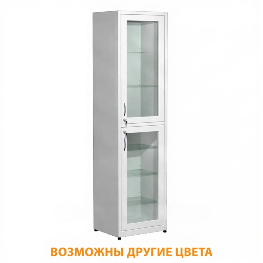 Шкаф для медикаментов в металлической рамке (стекло) ШМп-4.1 (белый)
