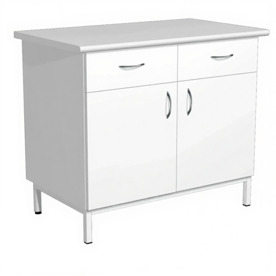 Тумба стационарная на металлокаркасе СЛ 11/2 (постформинг белый, ЛДСП белый, каркас белый)