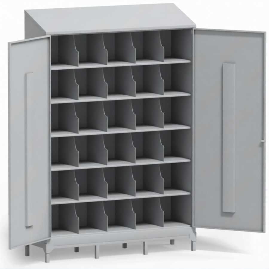 Шкаф для 30 противогазов ХПГ-30-1270 с дверьми, на ножках (1880х1270х380)