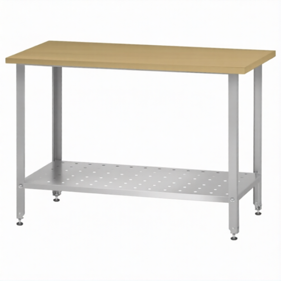 Стол кондитерский СПРн 860х1500х700 «Norma Ral» бук/40 (полка перф., ножка угловая)