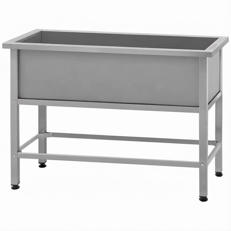 Ванна моечная ВМСн 1350 1 м/о 1250х600х350 (полка с отв. борт; ножка проф. тр. 40х40)