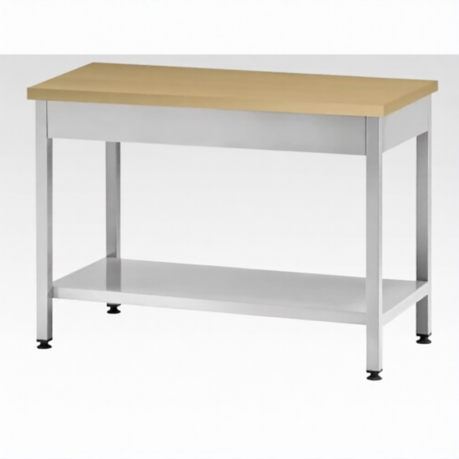 Стол кондитерский СПРп 860х1200х600 «Profi Inox», бук/40 (полка сплошная)